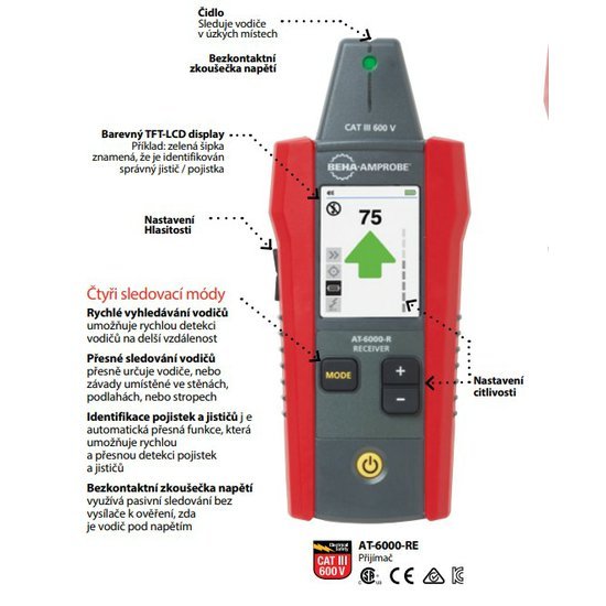 Beha-Amprobe AT-6000-RE bezkontaktná skúšačka napätia a pasívne sledovanie vodičov