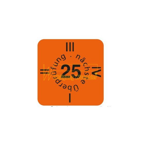 Warmbier Výstražný štítok - overenie, 15x15mm, oranžová, na rok 2025, 30 ks/list