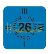 Warmbier Výstražný štítok - overenie, 15x15mm, modrá, na rok 2026, 30 ks/list, nemecky