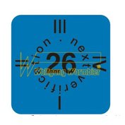 Warmbier Výstražný štítok - overenie, 15x15mm, modrá, na rok 2026, 30 ks/list, anglicky